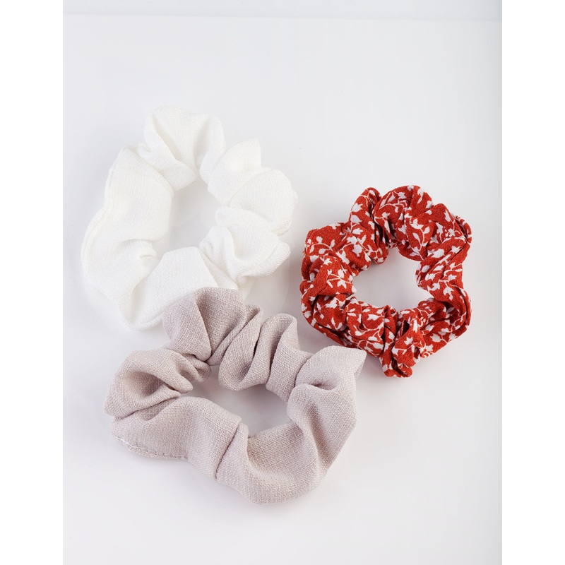 Floral Linen Scrunchie Pack