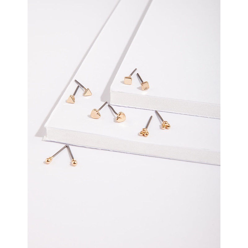 Gold Micro Stud Earring 5-Pack