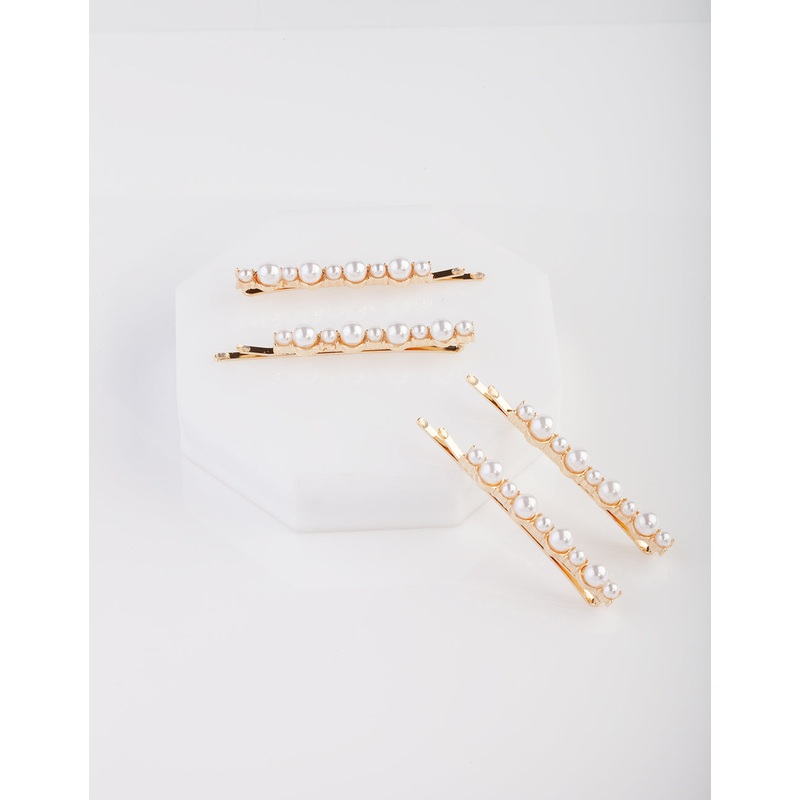 Gold Pearl Cluster Pins