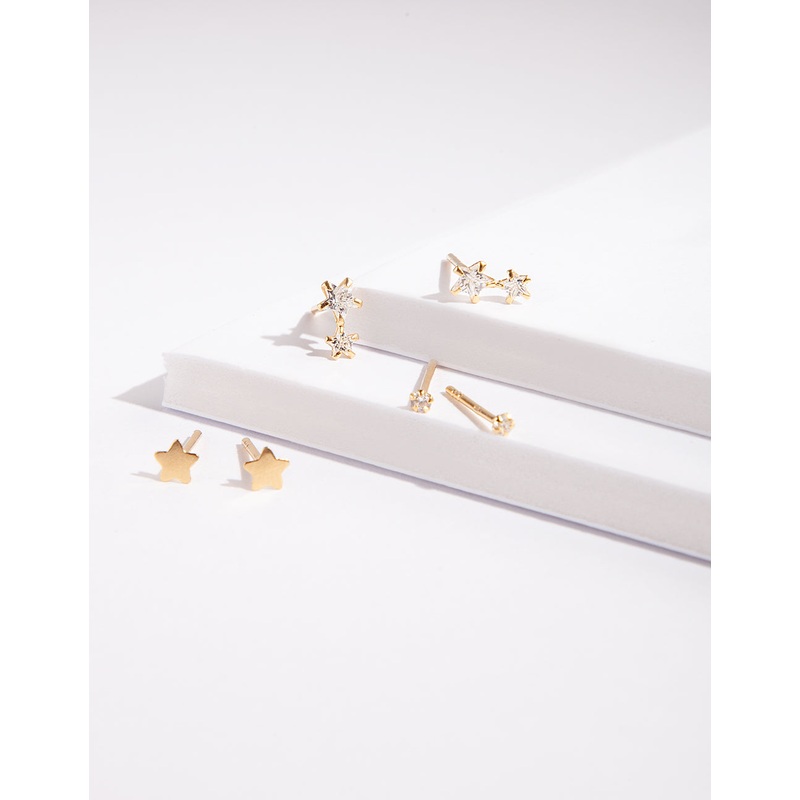 Gold Plated Sterling Silver Celestial Stud Earring Pack