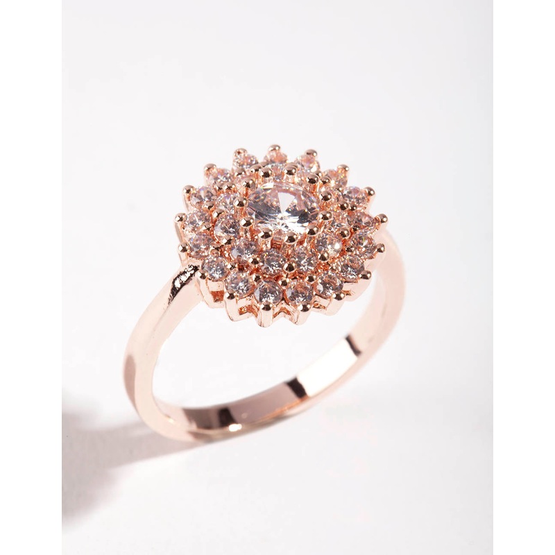 Gold Round Surround Cubic Zirconia Ring