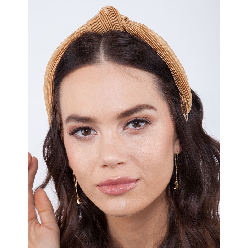 Golden Yellow Pleated Turban Headband