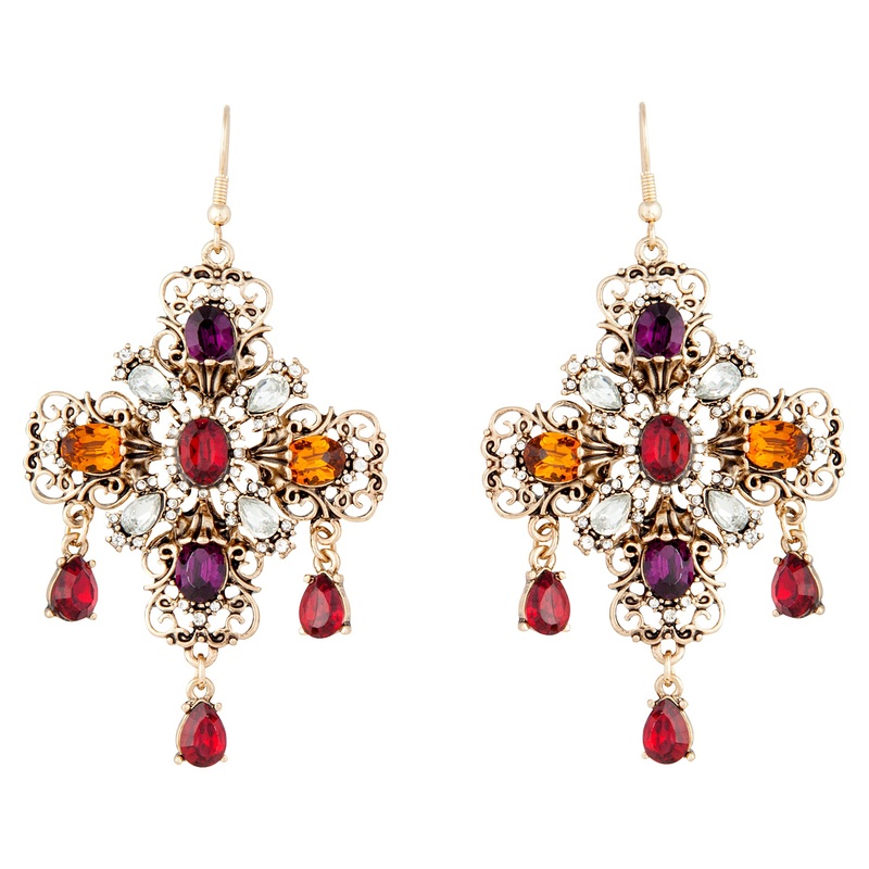 Jewelled Cross Earrings