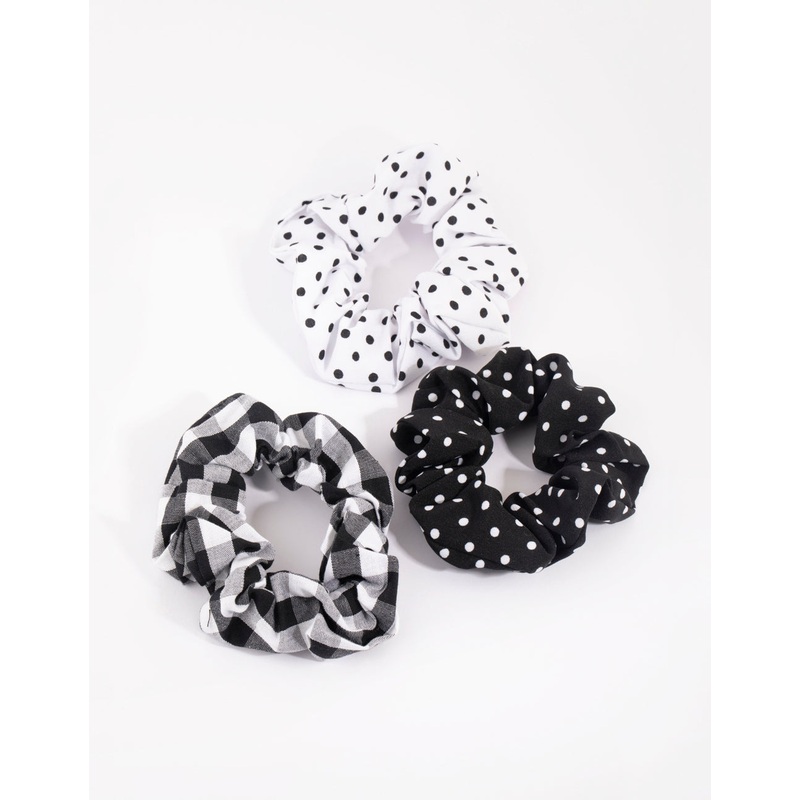 Monochrome Spot Check Scrunchie Pack