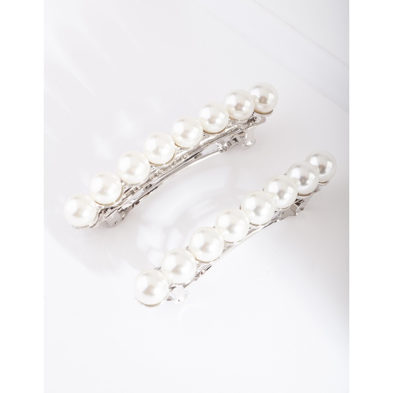 Silver Pearl Barrette Pack
