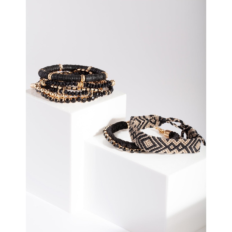 Black Friendship Bracelet 10-Pack