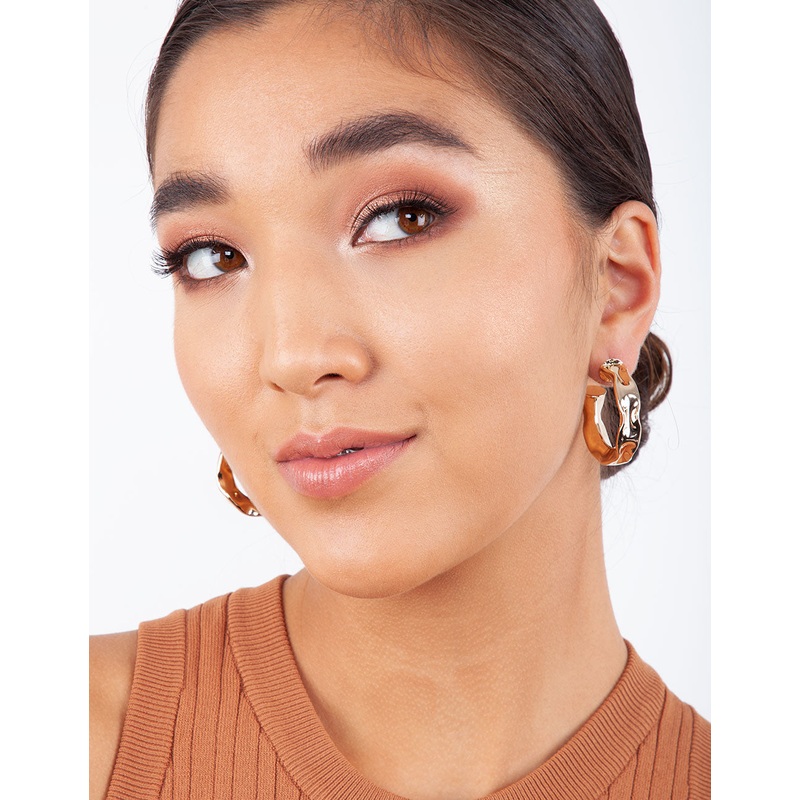 Gold Chunky Molten Hoop Earrings