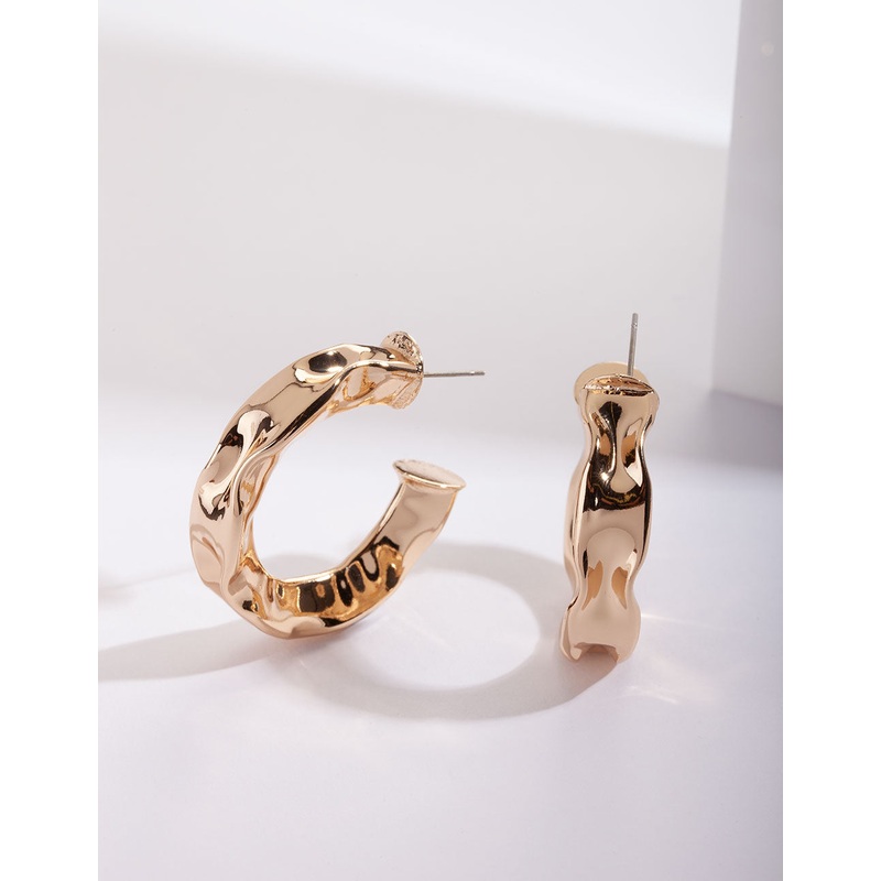 Gold Chunky Molten Hoop Earrings