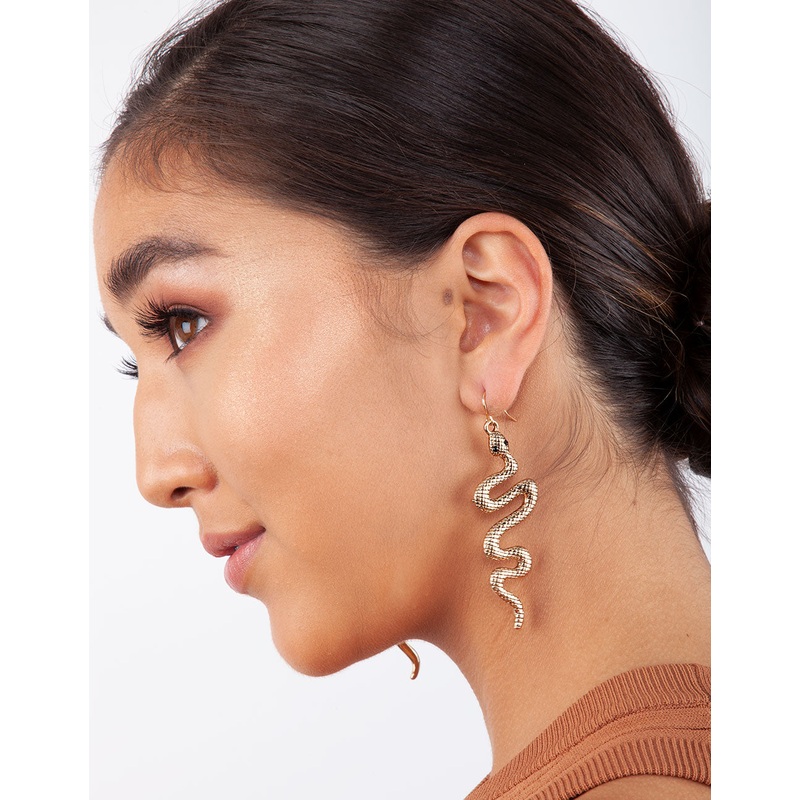 Snake Detailed Hook Earrings