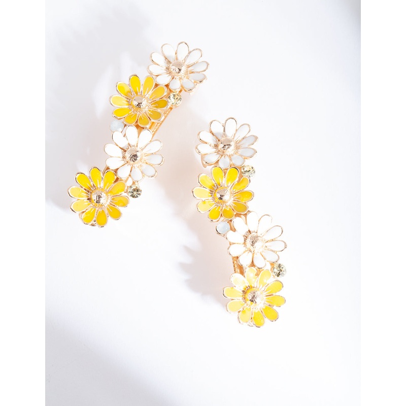 Gold Yellow Daisy Hair Clip Pack