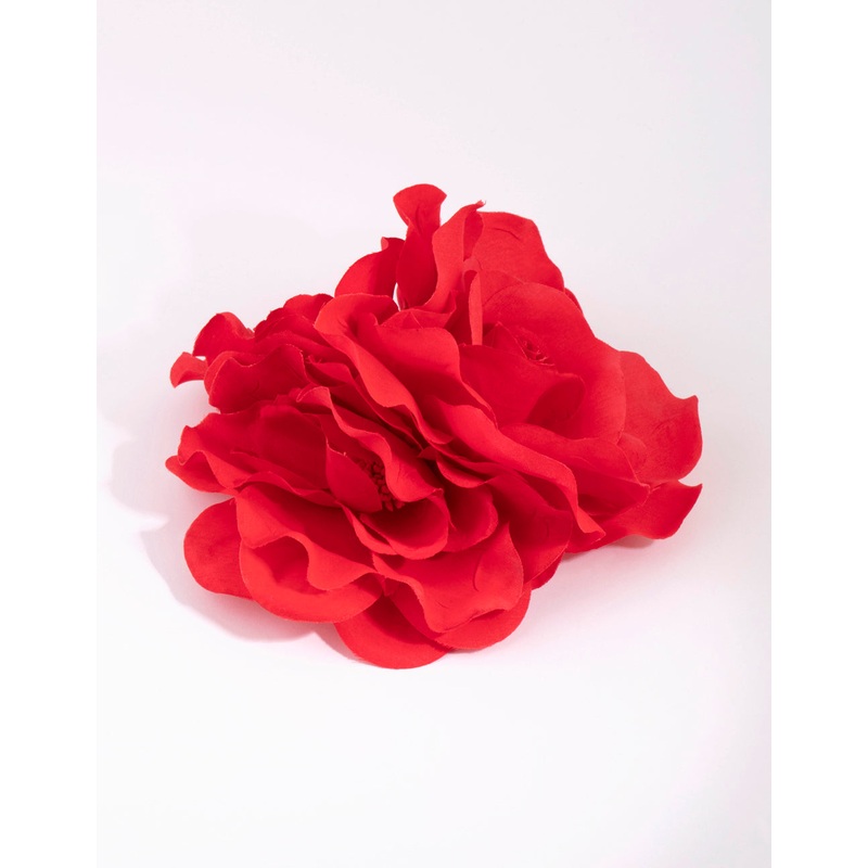 Large Red Trio Rose Flower Corsage Clip