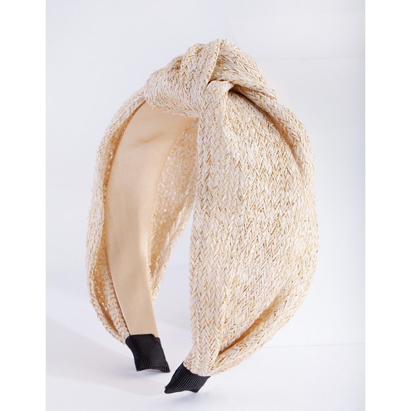 Raffia Gold Thread Turban Headband