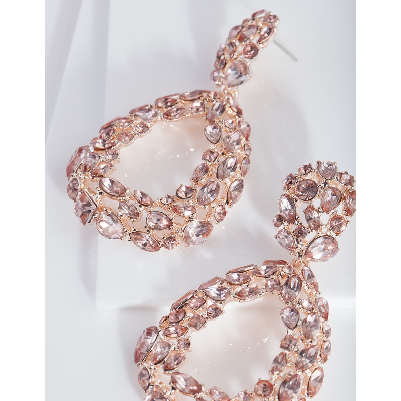 Rose Gold Cluster Gem Earrings
