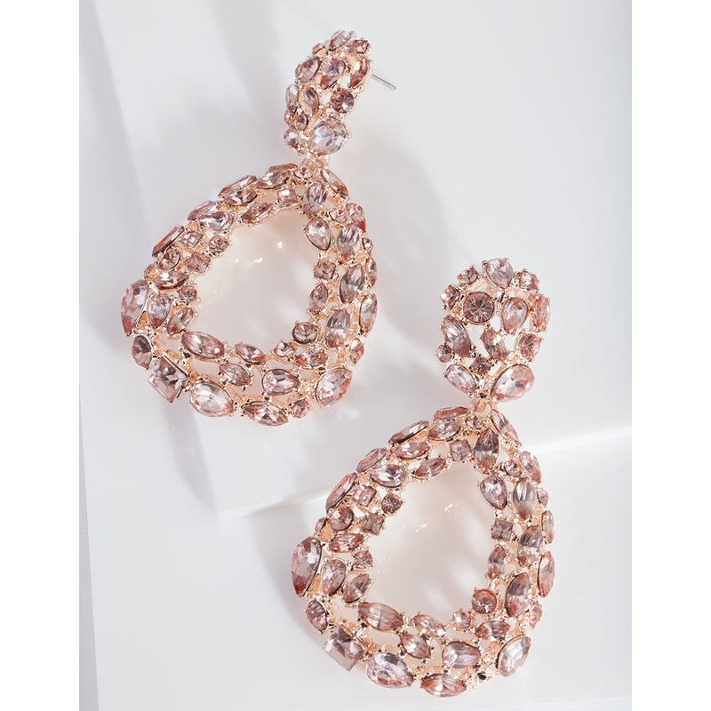 Rose Gold Cluster Gem Earrings