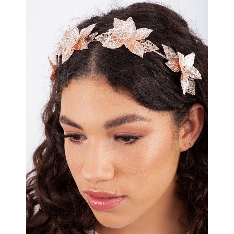 Rose Gold Cluster Leaf Headband