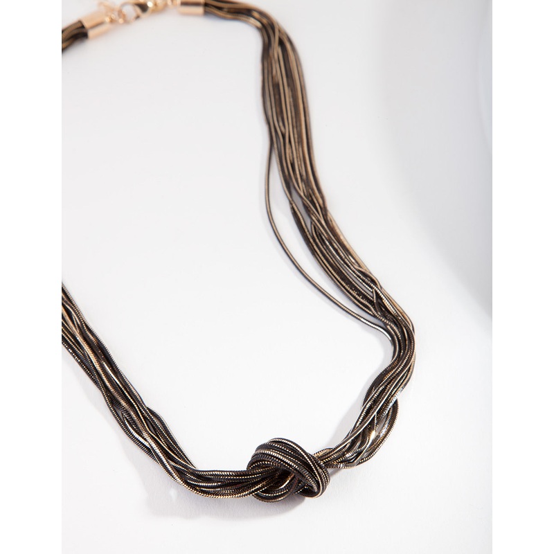 Black Chain Knot Tie Necklace