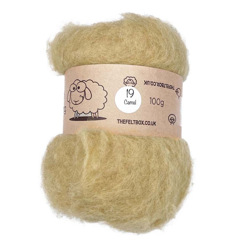 Carded NZ Wool For Needle Felting Batts – Camel #19