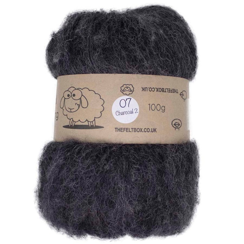 Carded NZ Wool For Needle Felting Batts – Charcoal 2 #07