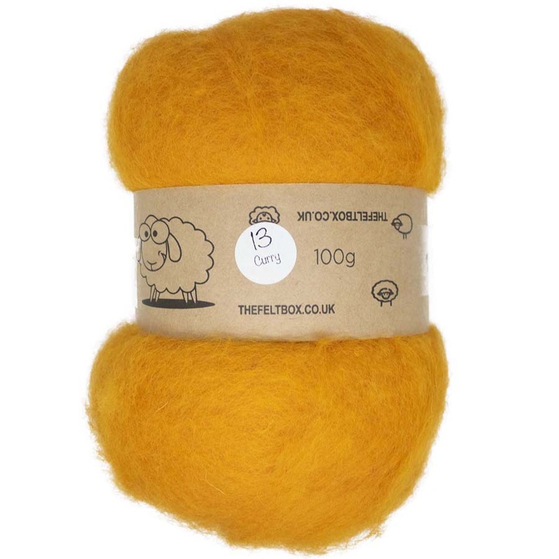 Carded NZ Wool For Needle Felting Batts – Curry #13