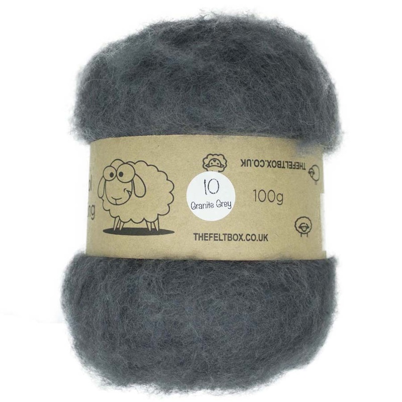 Carded NZ Wool For Needle Felting Batts – Granite Grey #10