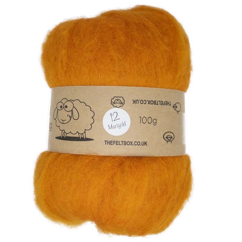 Carded NZ Wool For Needle Felting Batts – Marigold #12