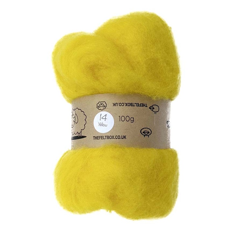 Carded NZ Wool For Needle Felting Batts – Yellow #14