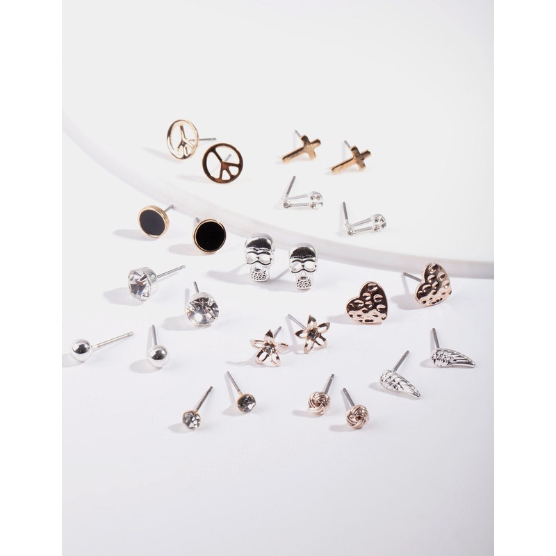 Mixed Metal Charm Earring 12-Pack
