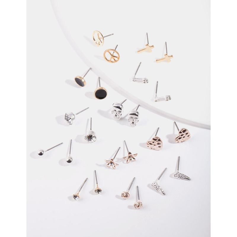 Mixed Metal Charm Earring 12-Pack