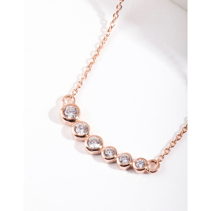 Rose Gold Plated Sterling Silver Cubic Zirconia Smile Necklace