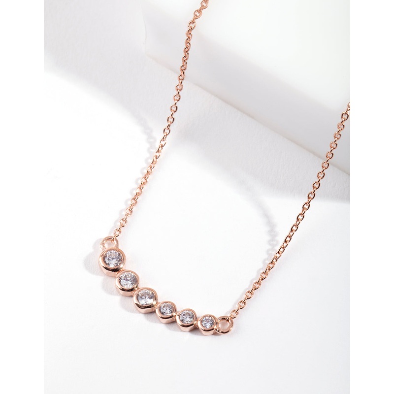 Rose Gold Plated Sterling Silver Cubic Zirconia Smile Necklace
