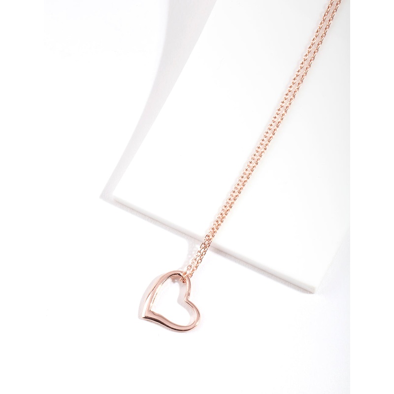 Rose Gold Plated Sterling Silver Open Heart Necklace