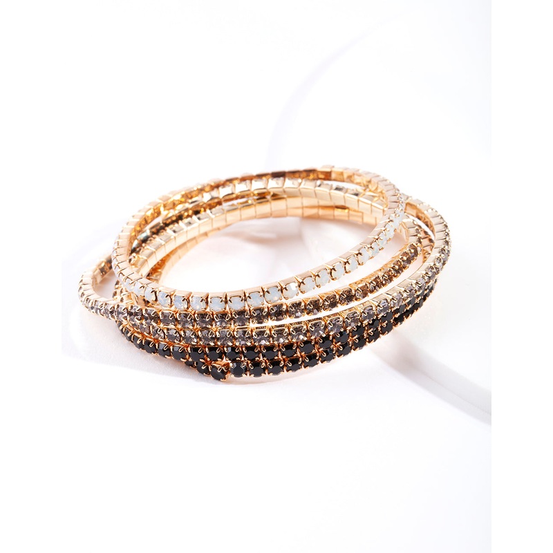 Black Diamante Bracelet 5-Pack