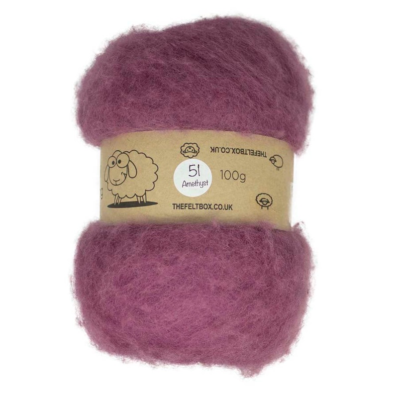 Carded NZ Wool For Needle Felting Batts – Amethyst  #51