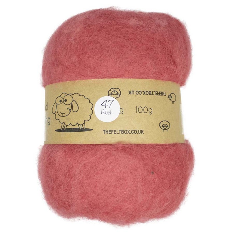 Carded NZ Wool For Needle Felting Batts – Blush #47