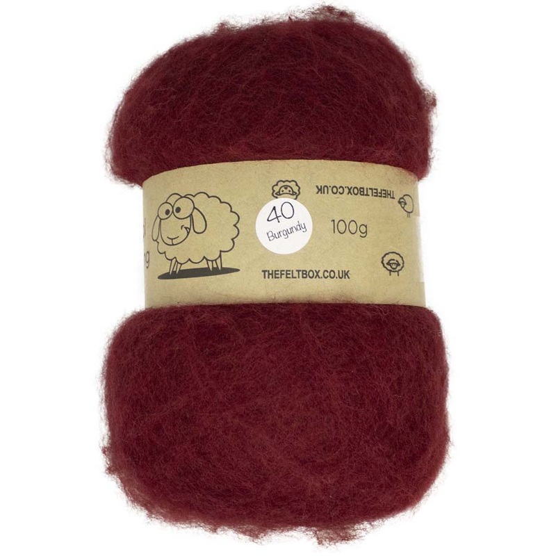 Carded NZ Wool For Needle Felting Batts – Burgundy #40