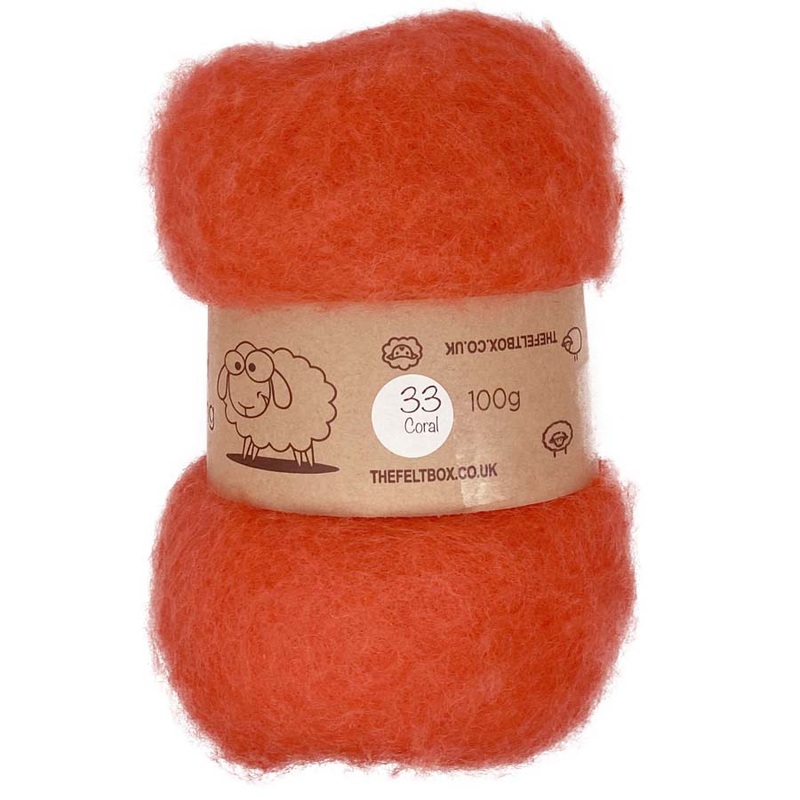 Carded NZ Wool For Needle Felting Batts – Coral #33