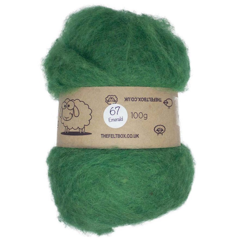 Carded NZ Wool For Needle Felting Batts – Emerald #67