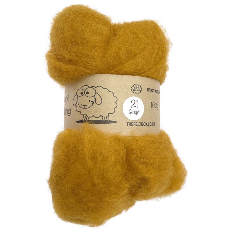 Carded NZ Wool For Needle Felting Batts – Ginger #21
