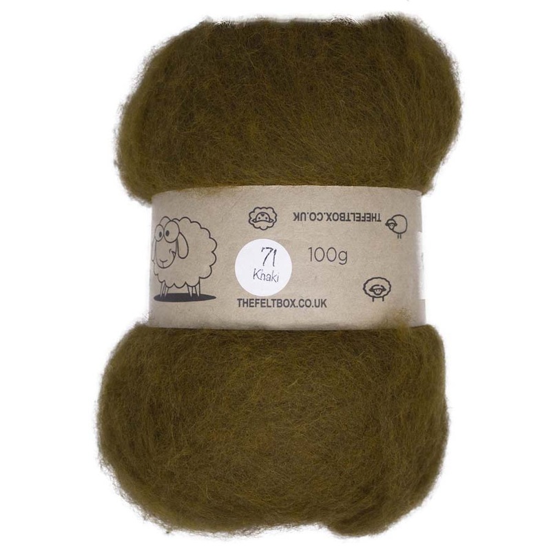Carded NZ Wool For Needle Felting Batts – Khaki #71