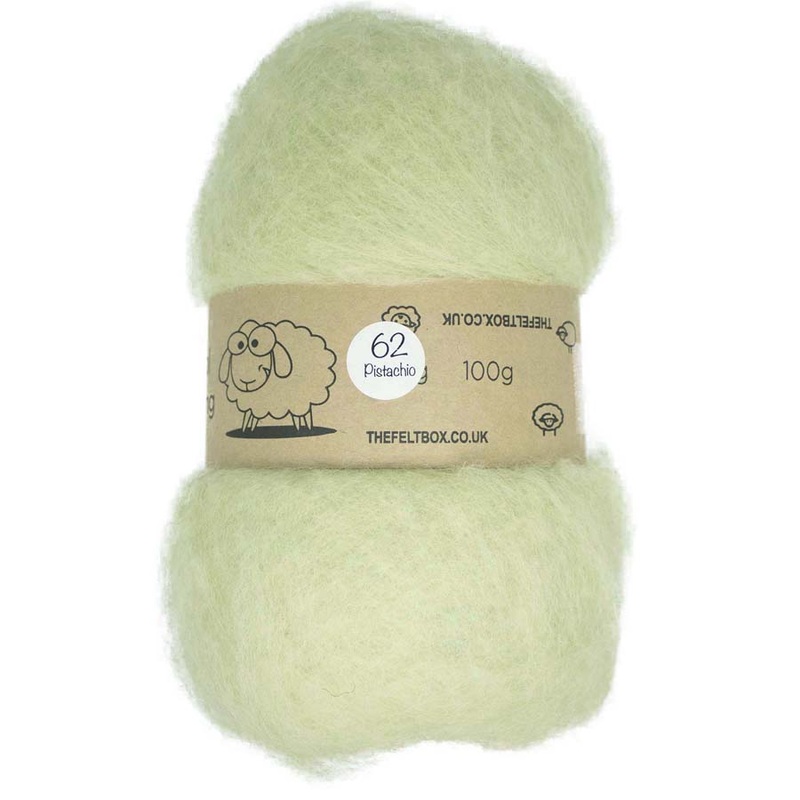 Carded NZ Wool For Needle Felting Batts – Pistachio #62
