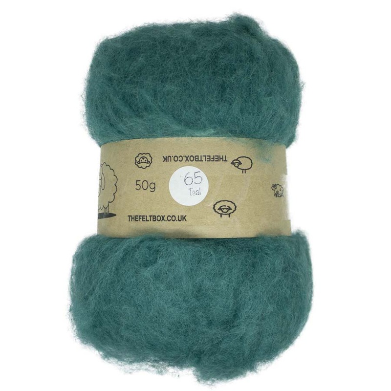 Carded NZ Wool For Needle Felting Batts – Teal #65