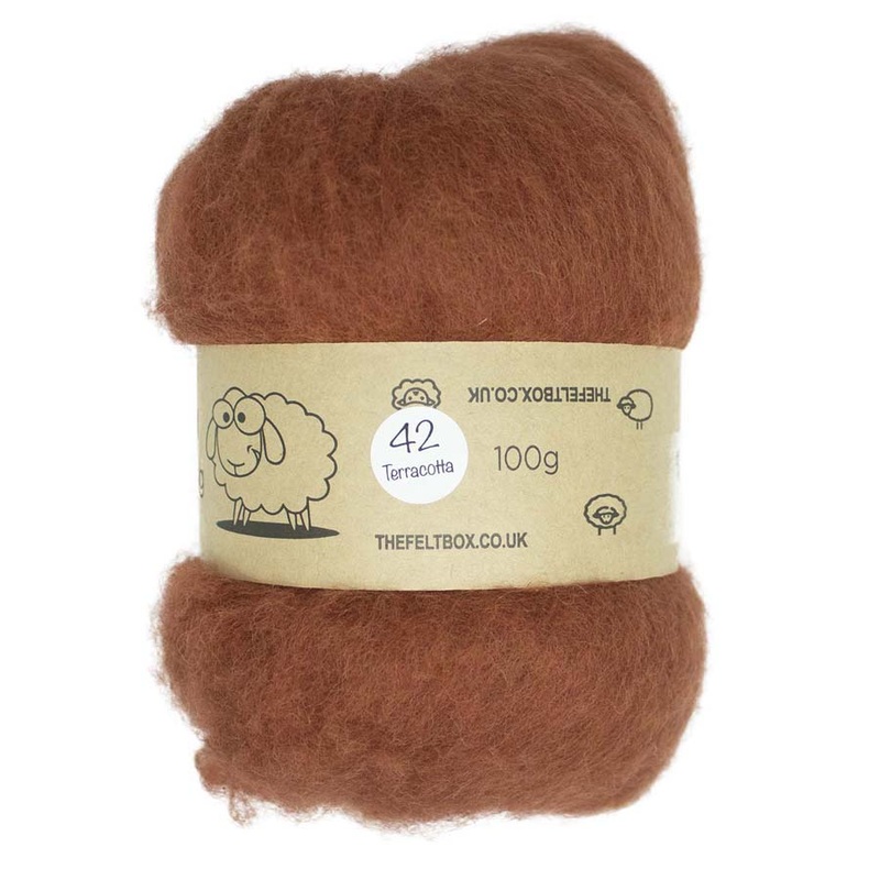 Carded NZ Wool For Needle Felting Batts – Terracotta #42