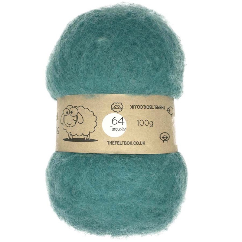 Carded NZ Wool For Needle Felting Batts – Turquoise #64