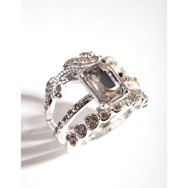 Silver Baguette Multi Stack Ring