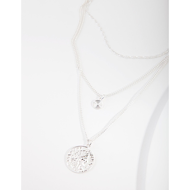 Silver Multi Layer Coin Necklace
