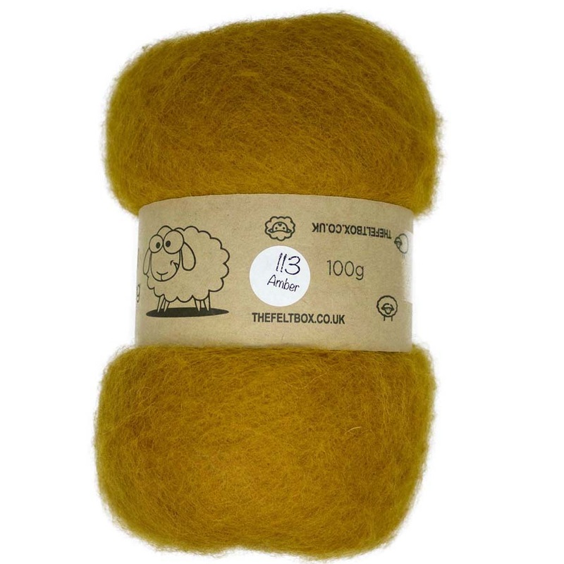 Carded NZ Wool For Needle Felting Batts –  Amber #113