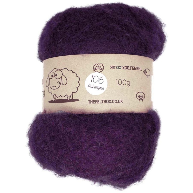 Carded NZ Wool For Needle Felting Batts – Aubergine  #106