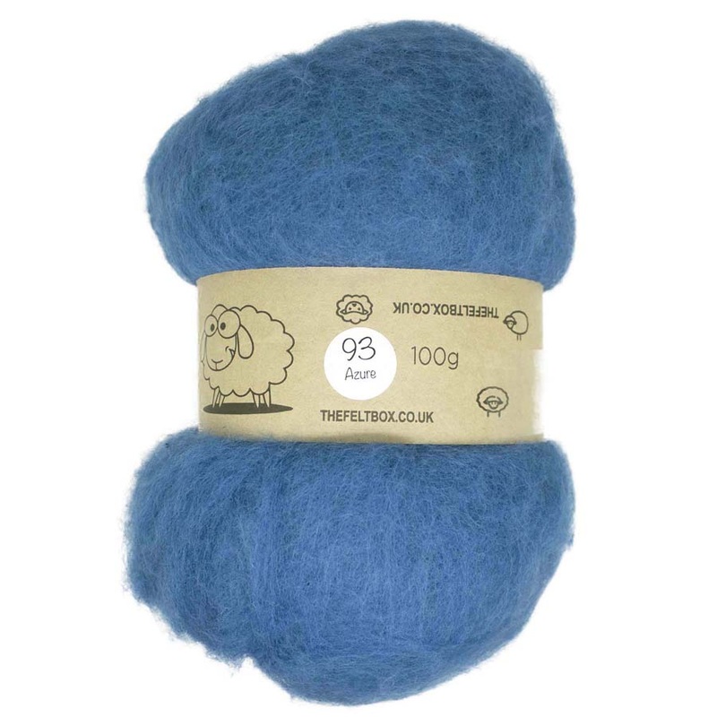 Carded NZ Wool For Needle Felting Batts – Azure #93