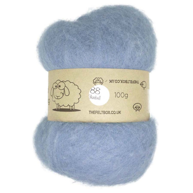Carded NZ Wool For Needle Felting Batts – Bluebell #88