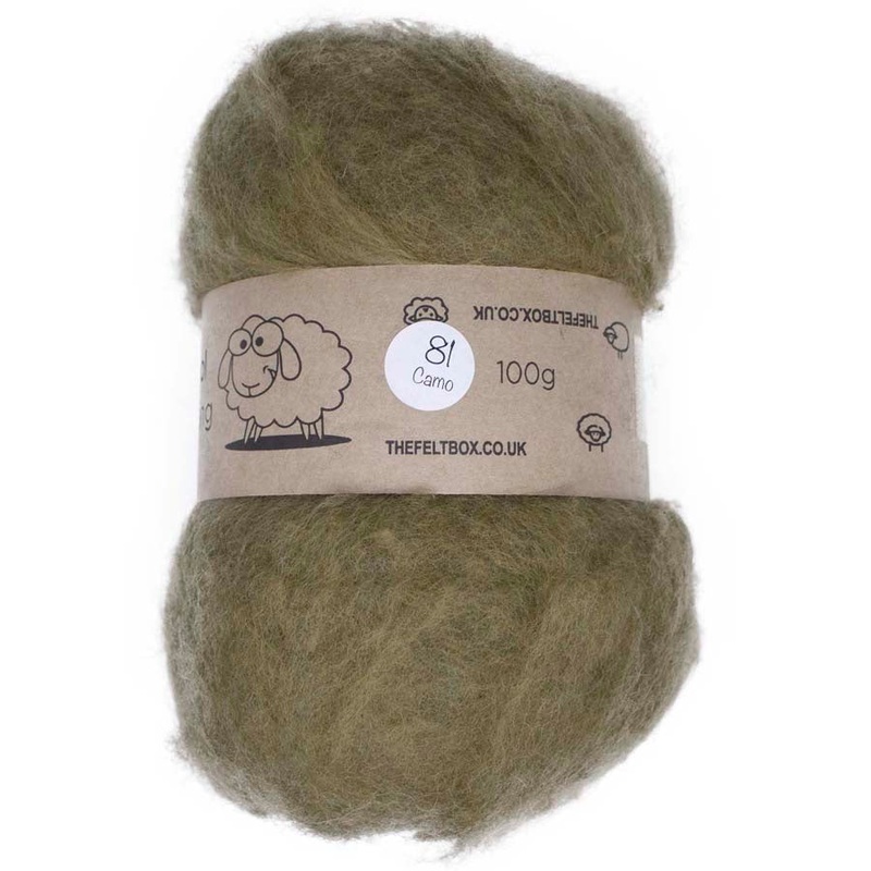 Carded NZ Wool For Needle Felting Batts – Camo #81